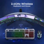 ZEBRONICS Transformer PRO Gaming Wireless Keyboard & Mouse Combo with 2.4GHz, Aluminum Body, Built in Battery, Multicolor LED Modes, Type C