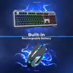 ZEBRONICS Transformer PRO Gaming Wireless Keyboard & Mouse Combo with 2.4GHz, Aluminum Body, Built in Battery, Multicolor LED Modes, Type C