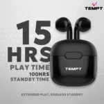 Tempt Dots Wireless Earbuds – 15H Playback, 13mm Bass Driver, IPX5 Resistance