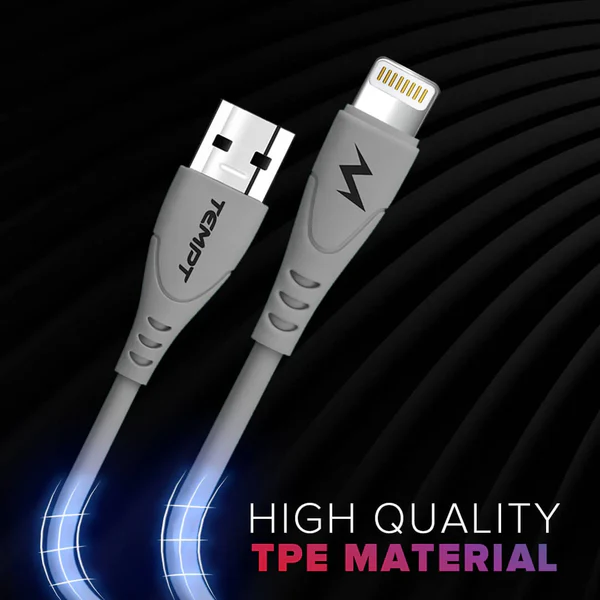 Tempt Punk USB to Lightning Cable | 3A Fast Charging | 4-Core Durable Data Cable | Compatible with iPhone, iPad & iPod Tempt Punk USB to Lightning Cable | 3A Fast Charging | 4-Core Durable Data Cable | Compatible with iPhone, iPad & iPod
