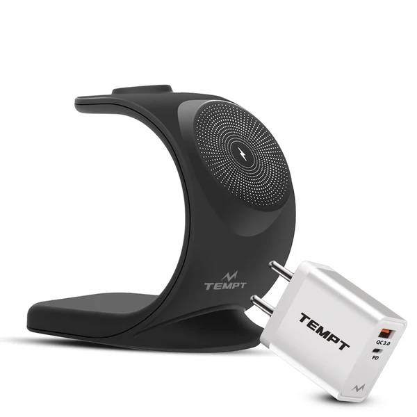Tempt Arc 3-in-1 MagSafe Wireless Charger | 15W Fast Charging Station | All-in-One Apple Wireless Charging Dock
