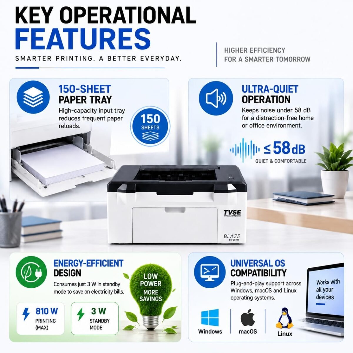 TVS Electronics SN-26NW wireless monochrome laser printer