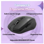 TVS Electronics Platina Wireless Mechanical Keyboard & Mouse Combo | Adujustble Tilt Legs | Laser-Etched Key Caps | Optical Adjustable DPI 1600 | 50M Keystroke | 10M Range | 1-Year Warranty | Black - Image 2