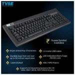 TVS ELECTRONICS Gold Prime Mechanical Wired Keyboard | Dustproof Key switches | Guaranteed 50 Million keystrokes | 1.5 Meter USB Cable, USB Gold Keyboard (Black) - Image 3