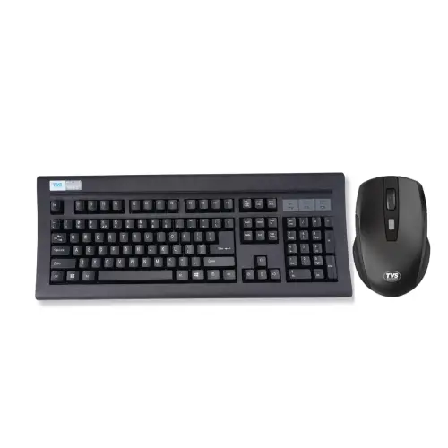 TVS Electronics Platina Wireless Mechanical Keyboard & Mouse Comb TVS Electronics Platina Wireless Mechanical Keyboard & Mouse Combo | Adujustble Tilt Legs | Laser-Etched Key Caps | Optical Adjustable DPI 1600 | 50M Keystroke | 10M Range | 1-Year Warranty | Black - Image 1